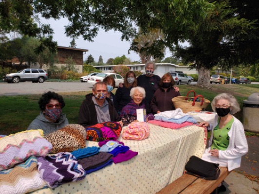 The Knitting Group met outside regularly during the pandemic.